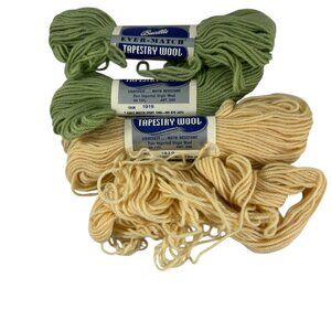 Vtg Bucilla Tapestry Wool 3+ Skeins Green Cream Ever Match 1919 1929 40yds Each